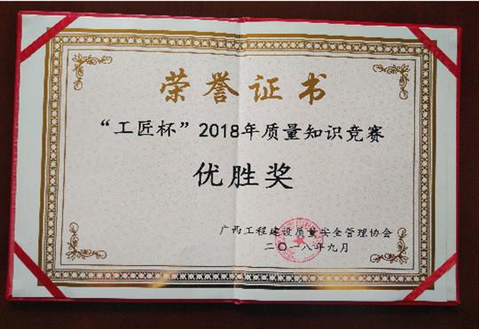 万搏-万搏（中国）
喜获全区“工匠杯”2018年质量知识竞赛佳绩